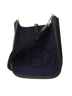Hermes Shoulder Bag Evelyne TPM Felt Navy Silver